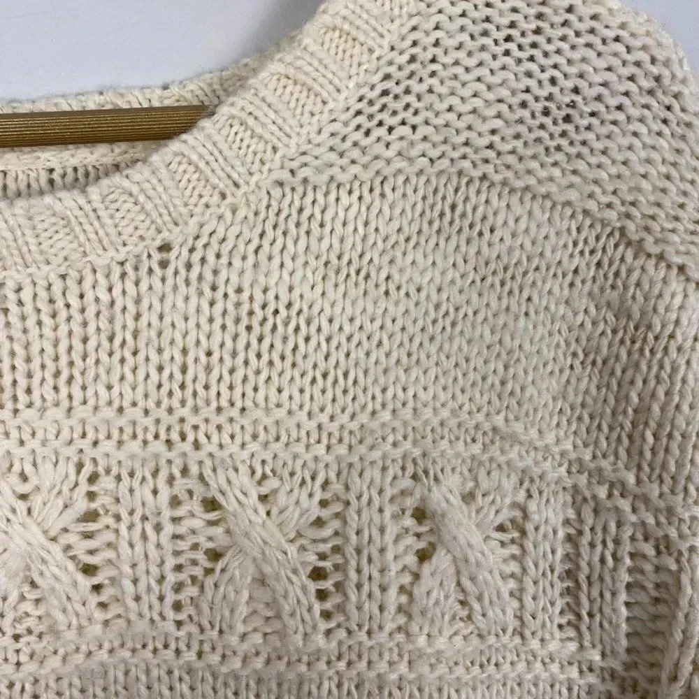 American Eagle Chunky Knit Wool Blend Fisherman Sweater - Picture 9 of 16